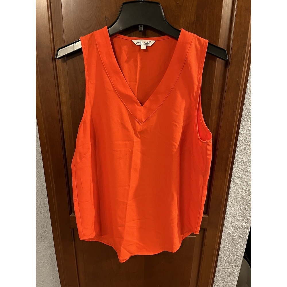 Eden Ruth Maddie Sleeveless Pull over Tanktop Red/orange V-Neck Cami Shell Large